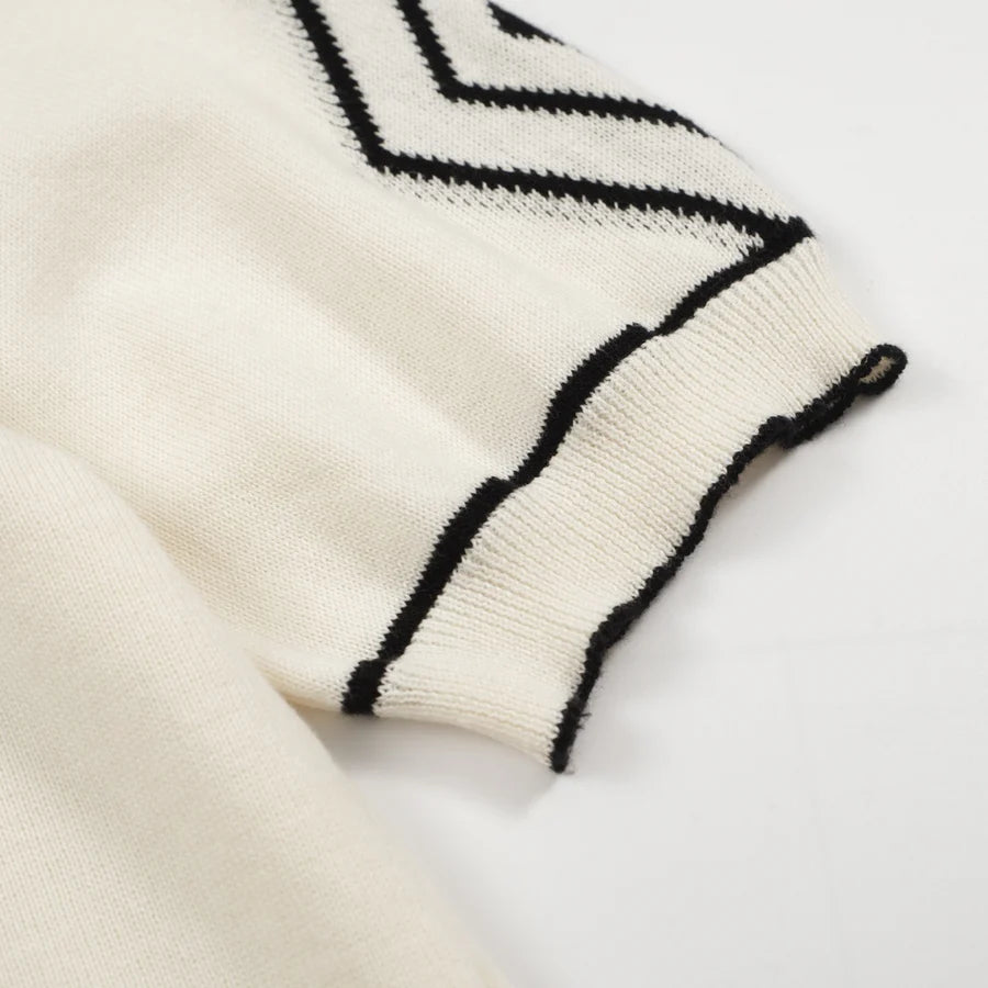 Diamond Path V-Neck Knit Polo