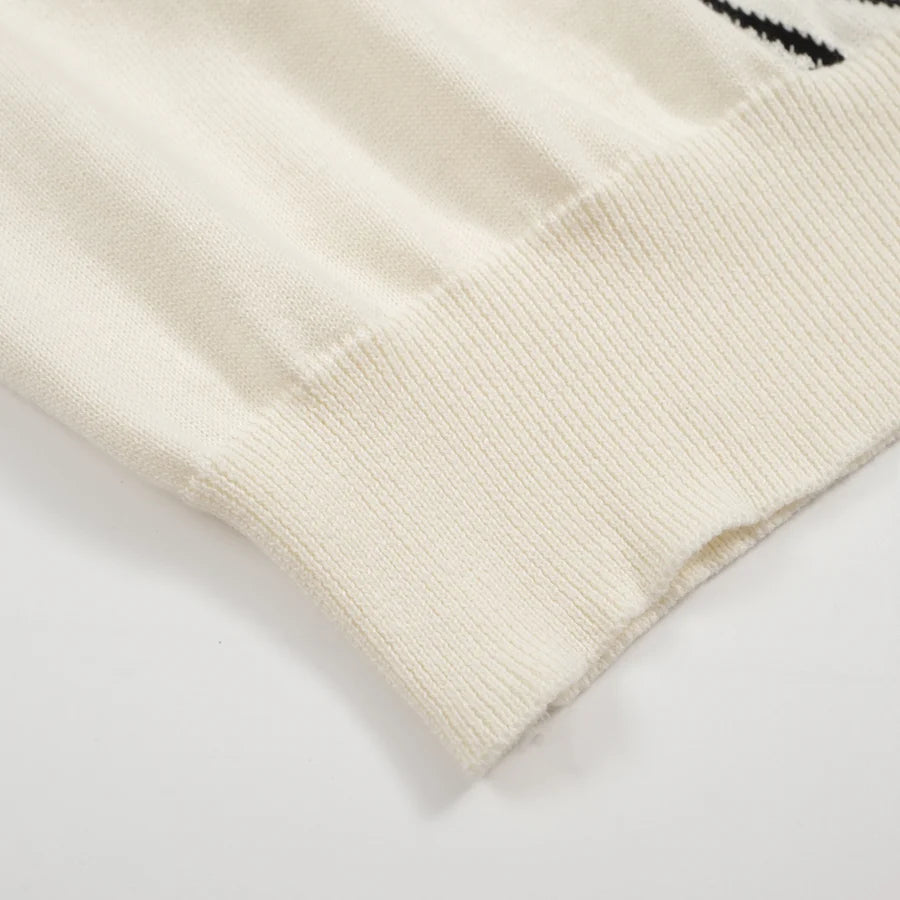 Diamond Path V-Neck Knit Polo