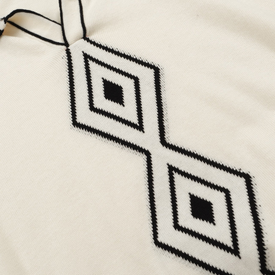 Diamond Path V-Neck Knit Polo