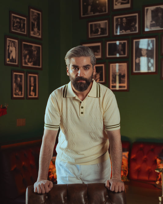 Ivory leaf Knit Polo