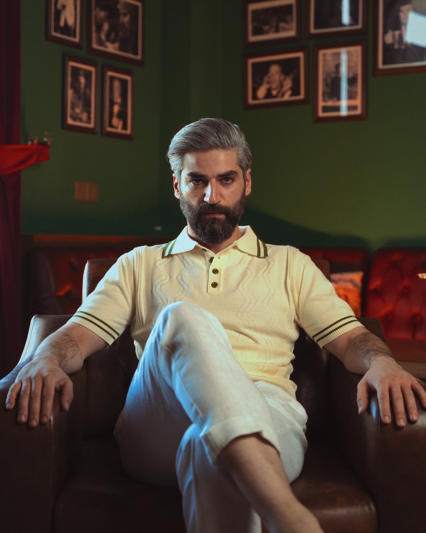 Ivory leaf Knit Polo