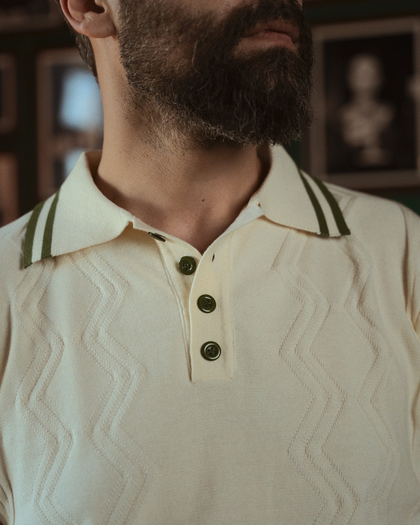 Ivory leaf Knit Polo