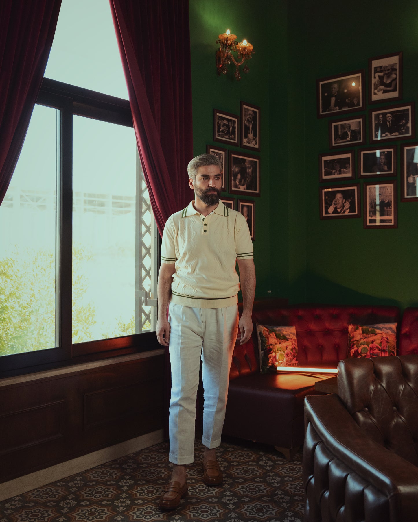Ivory leaf Knit Polo