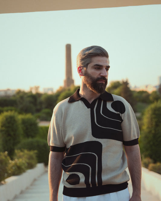 Mono Orbit V-Neck Knit Polo