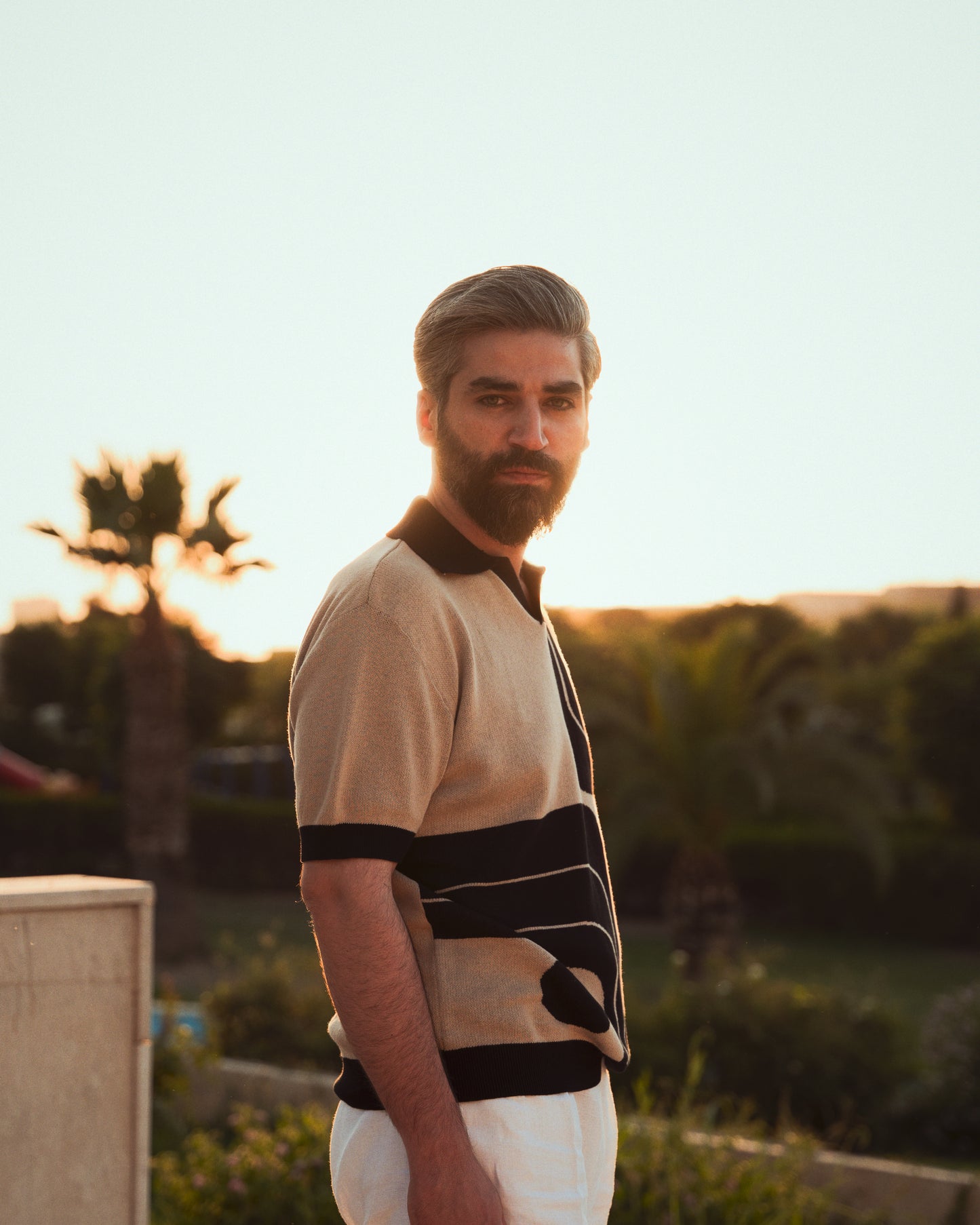 Mono Orbit V-Neck Knit Polo
