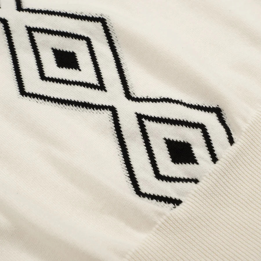 Diamond Path V-Neck Knit Polo