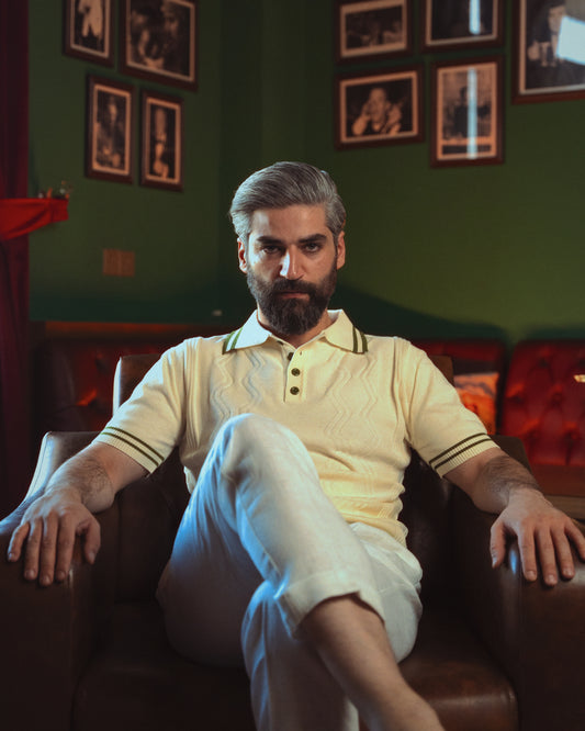 Ivory leaf Knit Polo