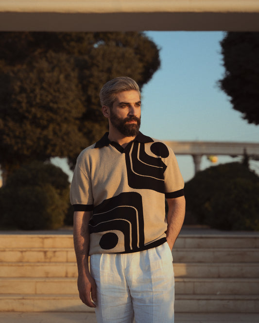Mono Orbit V-Neck Knit Polo