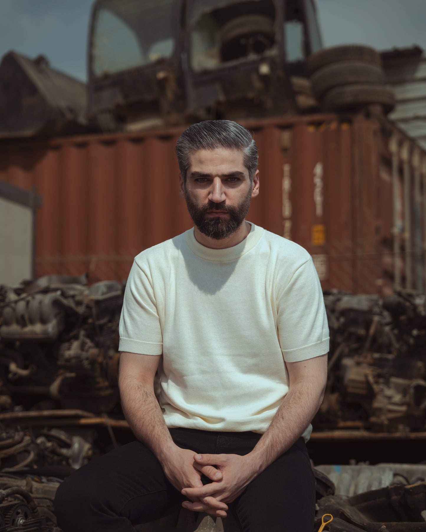 Ecru Crewneck Knit Shirt