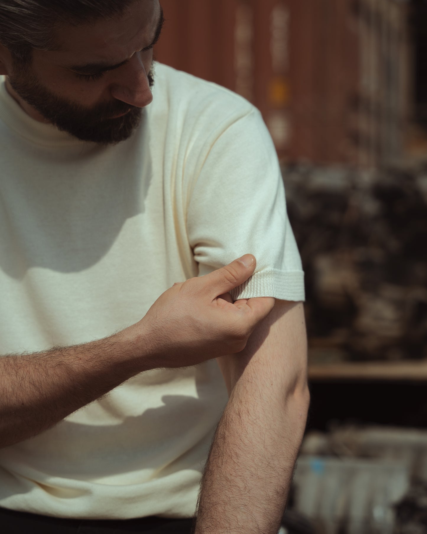 Ecru Crewneck Knit Shirt