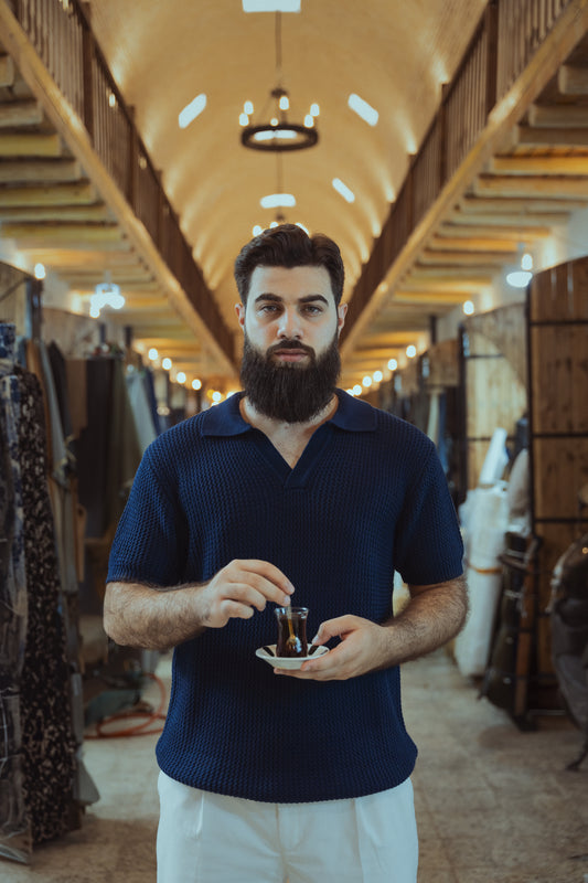 Nocturne V-Neck Knit Polo